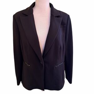 Lane Bryant Black Ponte Knit One Button Blazer 14
